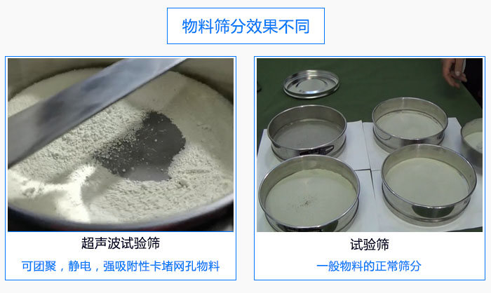 超声波试验筛与普通试验筛筛分物料效果